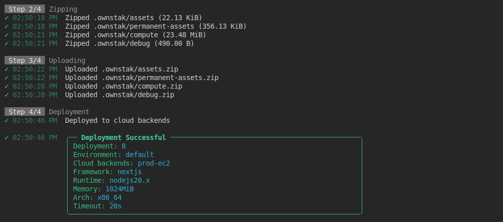 OwnStak deploy build step