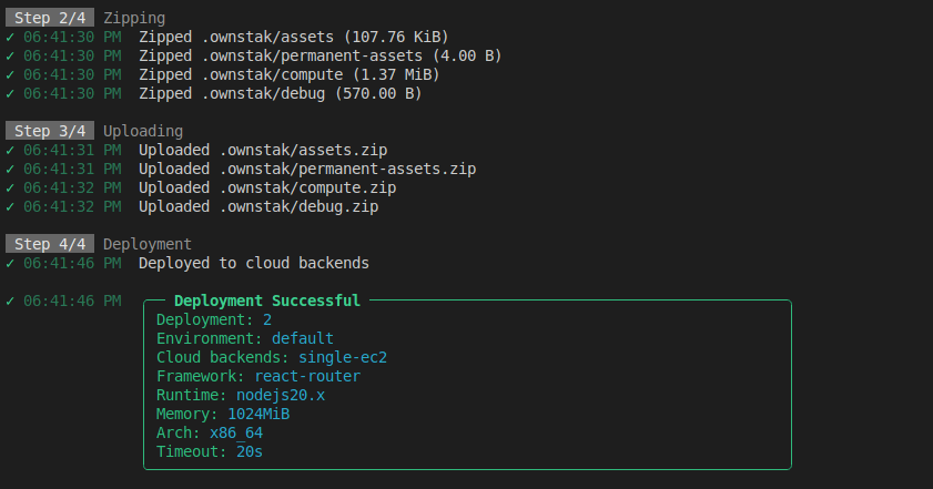 Ownstak deploy build step