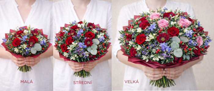 Orientační velikosti kytic – malá, střední, velká